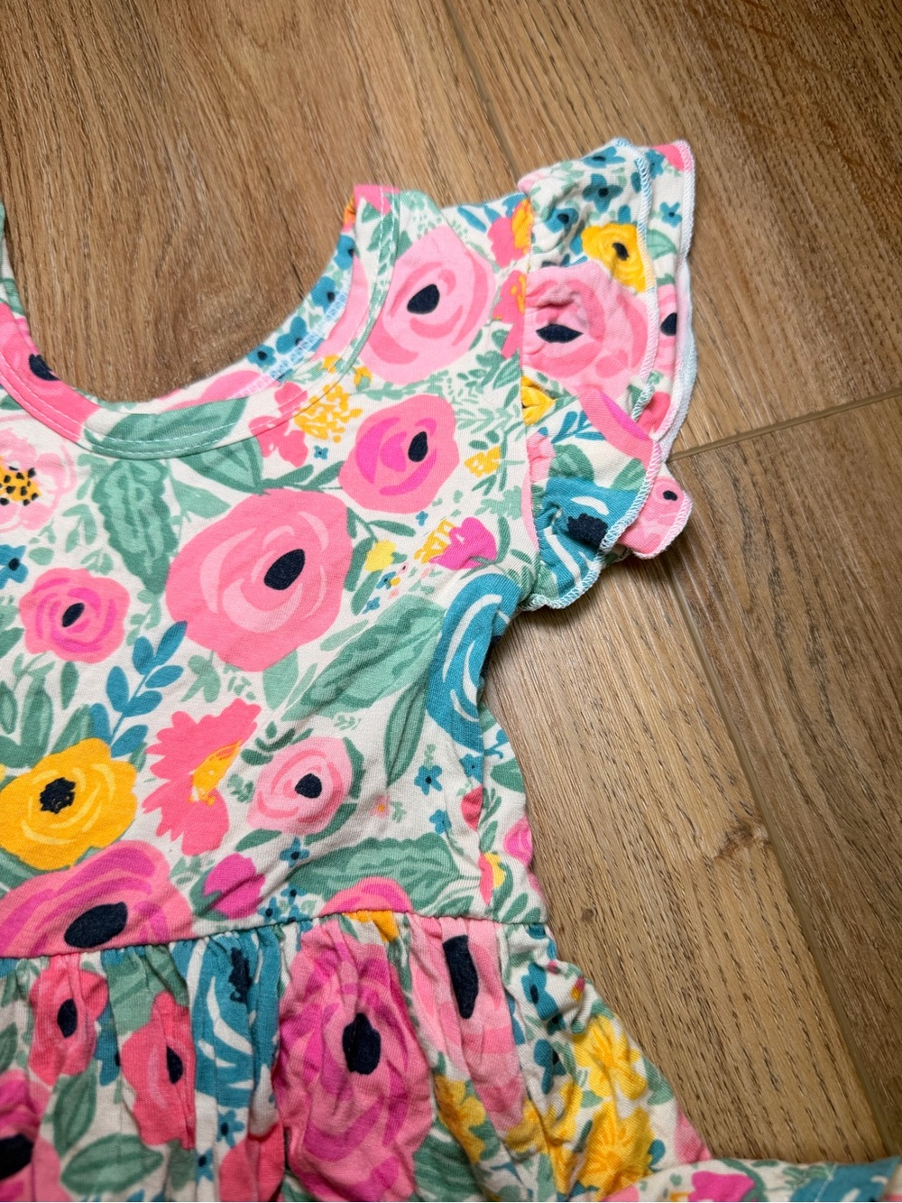 Little Sleepies Secret Garden Flutter Sleeve Twirl Bodysuit Dress 18-24M Floral - Picture 9 of 10
